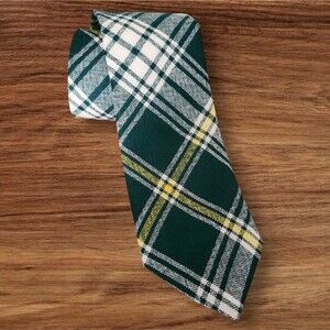 Ingles Buchan 100% Wool Cape Breton Tartan Green and Yellow Plaid Necktie.